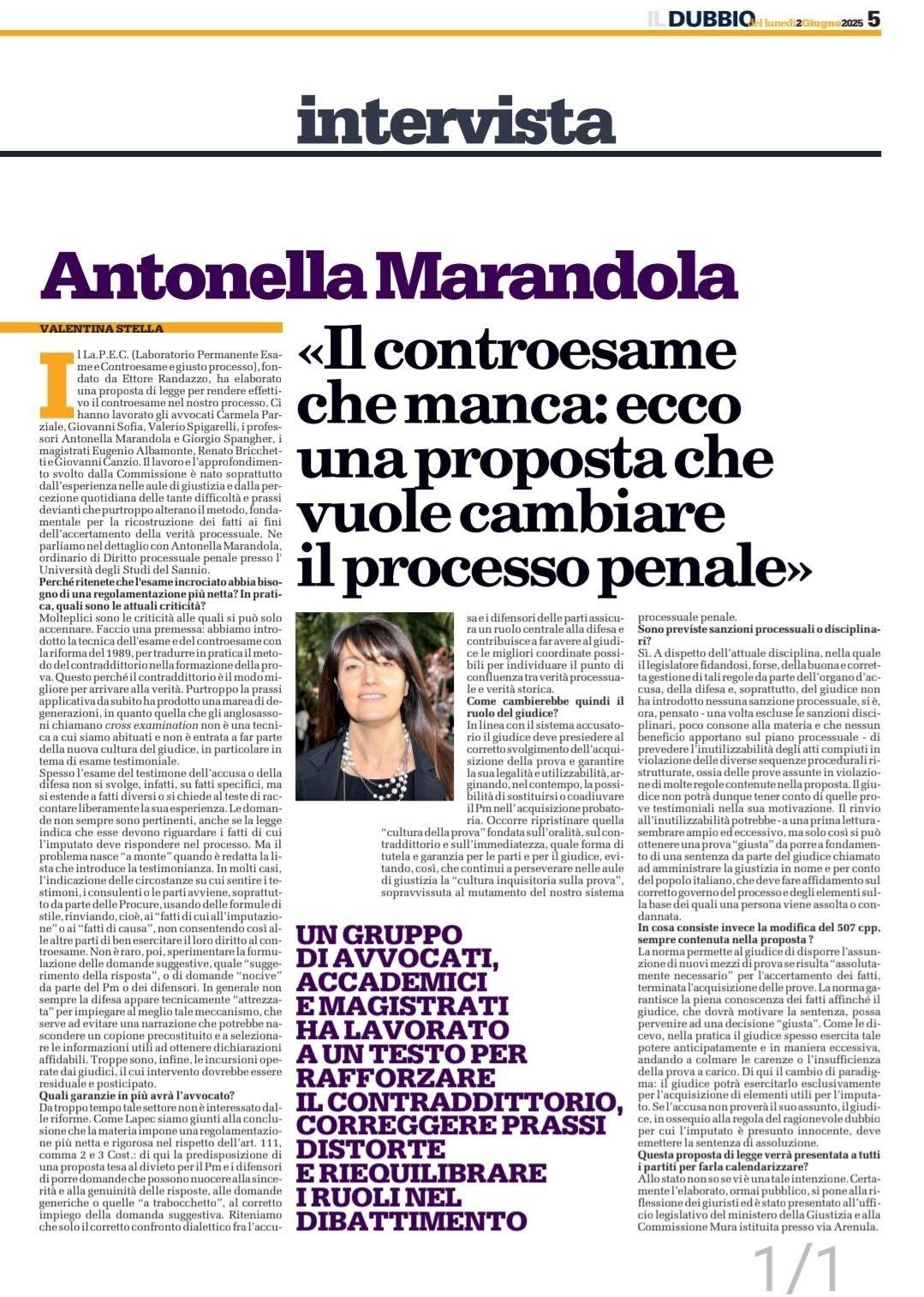 Il controesame che manca ecco una proposta che vuole cambiare il processo penale.ca: